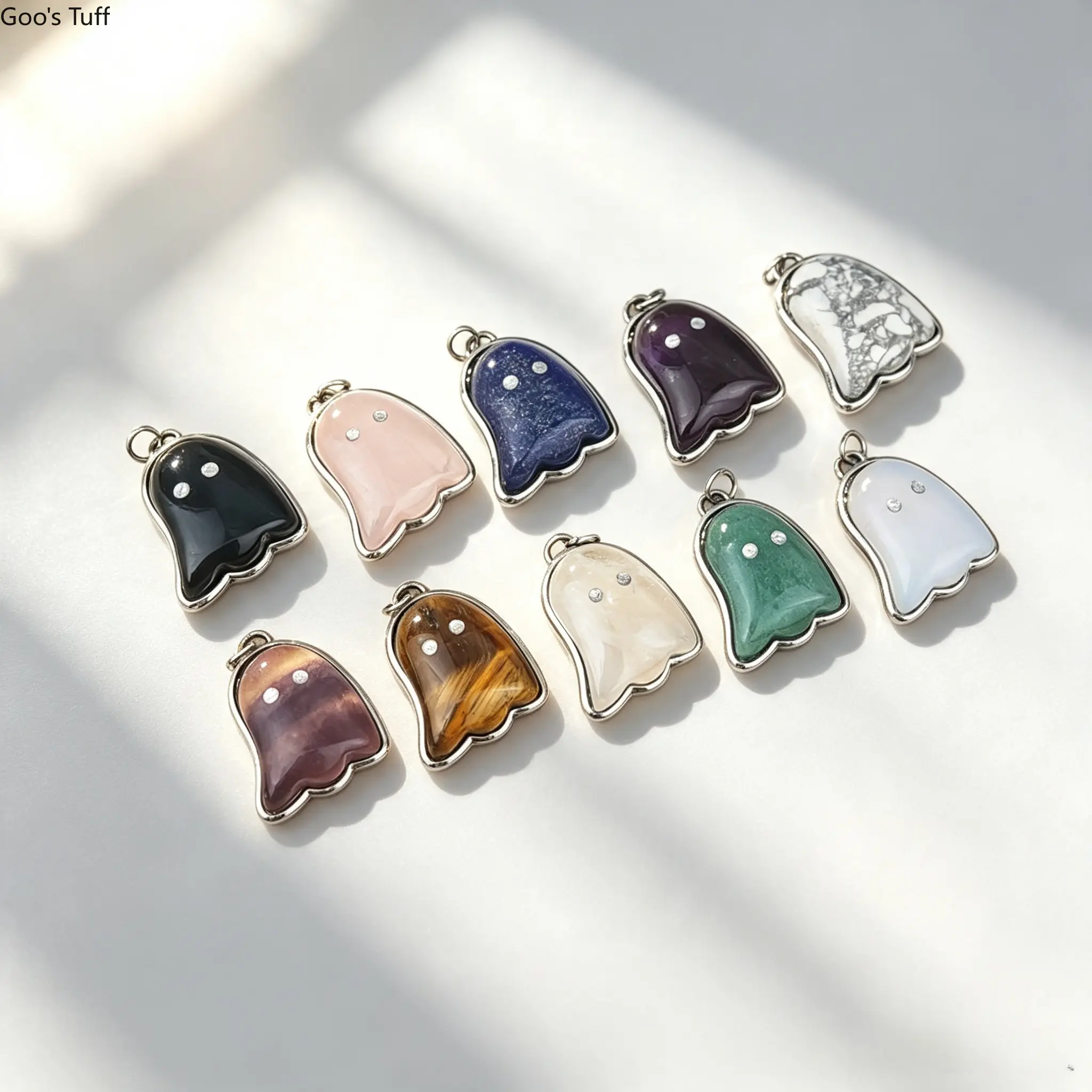 Cute Mini Ghost Halloween Charms - Imitation Amethyst, Tiger Eye Pendants for DIY Jewelry Making, Necklaces, Bracelets & Spooky Party Dress-Up Accessories