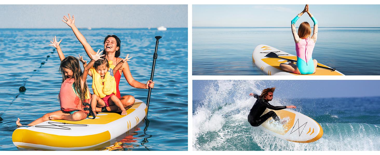 Inflatable Paddle Board Stand Up Paddle Board SUP Board 120"x30"x6" Ultra-Light (17LBS) For Summer Surfing, Orange