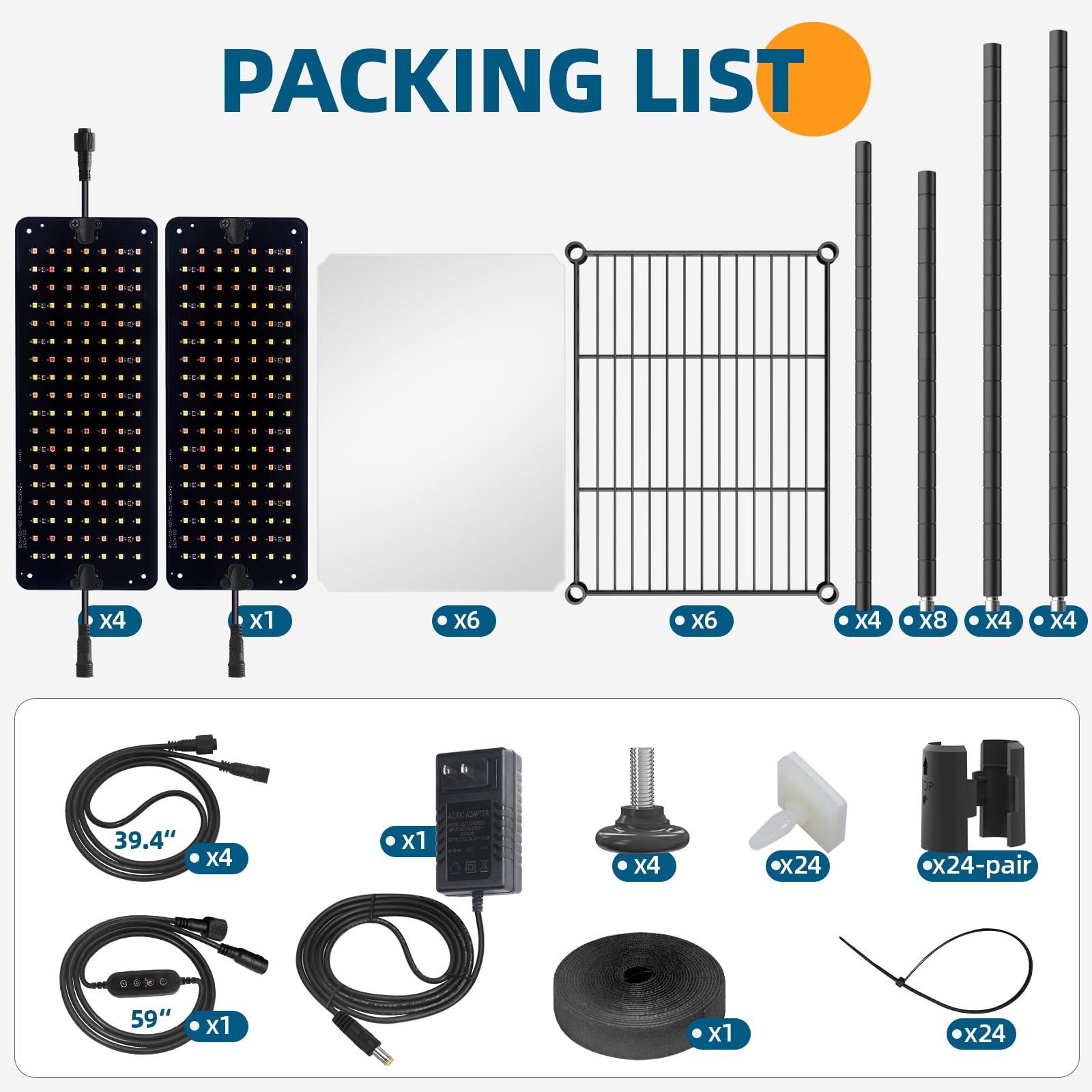 Barrina Plant Stand with Grow Lights, 6-Tier Plant Shelf with 5-Pack 50W Full Spectrum Ultra-Thin Grow Light Panel, Auto Timer, 15.7x11.8x70.9IN