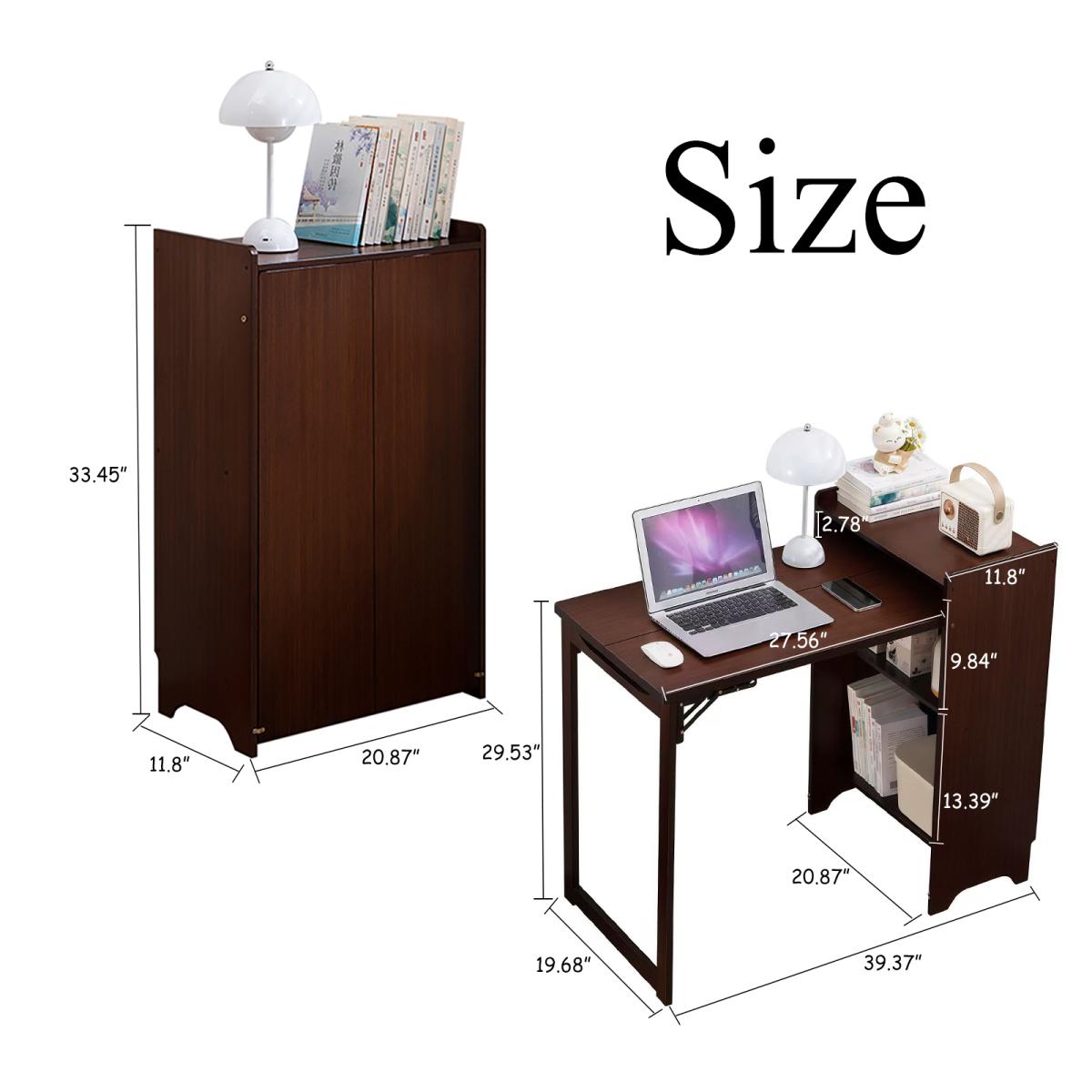 Bamboo Folding Desk, Foldable Desk for Small Space, Computer Desk with Hidden Storage, Mid Century Foldable Table for Home Office and Bedroom (Walnut Brown) Bamboo Folding Desk, Foldable Desk for Small Space, Computer Desk with Hidden Storage, Mid Century Foldable Table for Home Office and Bedroom (Walnut Brown)