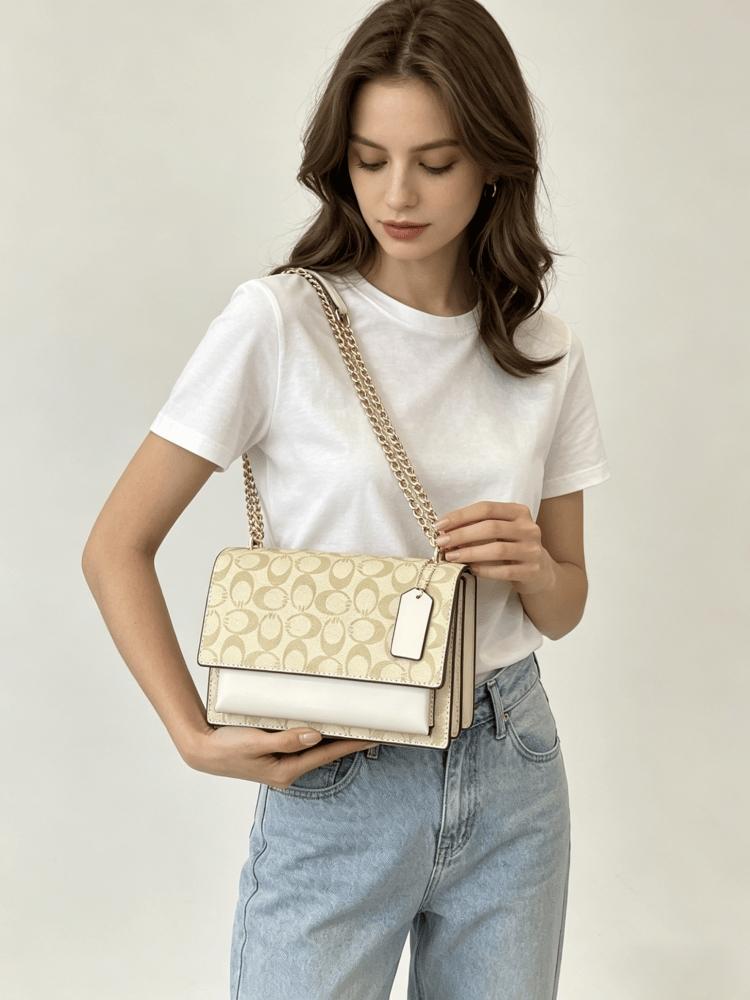 Elegant Women's Crossbody Shoulder Bag, Snake Skin Pattern PU Leather Handbag, Chain Design, All Season Use, American Retro Style