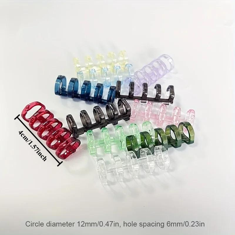 10pcs Five Hole Binder Binding Buckle Adhesive Clip Detachable Binder Ring Plastic Buckle Ring DIY Plastic Clip Office Supplies