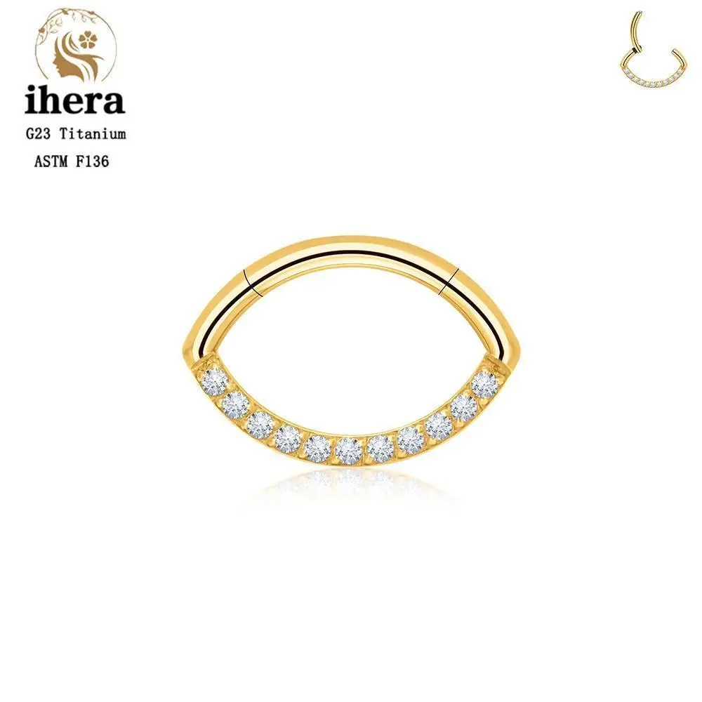 G23 Titanium Nose Ring Clicker Ear Cartilage Tragus Helix Daith Round Earrings Hoops CZ 16G Hinged Segment Body Piercing Jewelry