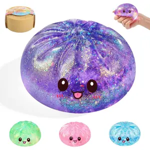 Glitter Dumpling Squishy,Rare Style Sugar Squishies Dumpling Mystery Box, Viral Bao Bun Squeeze Toy,Stress Relief Fidget Toys (Purple)