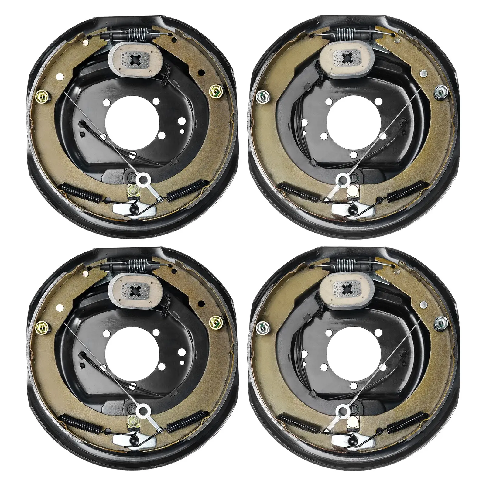 VEVOR Electric Trailer Brake Assembly, 12" x 2", 2 Pairs Self-Adjusting Electric Brakes Kit for 7000 lbs Axle, 5-Hole Mounting, Backing Plates for Braking System Part Replacement (2 Right+ 2 Left)