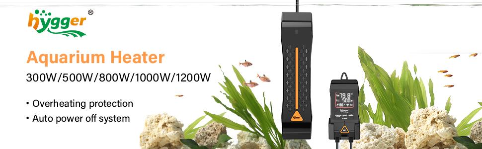 hygger Aquarium Heater 300W 500W 800W 1000W 1200W, Large Adjustable Fish Tank Heater with Intelligent Automatic Power-Off System, Water Heater with LED Digital Display, for Saltwater and Freshwater