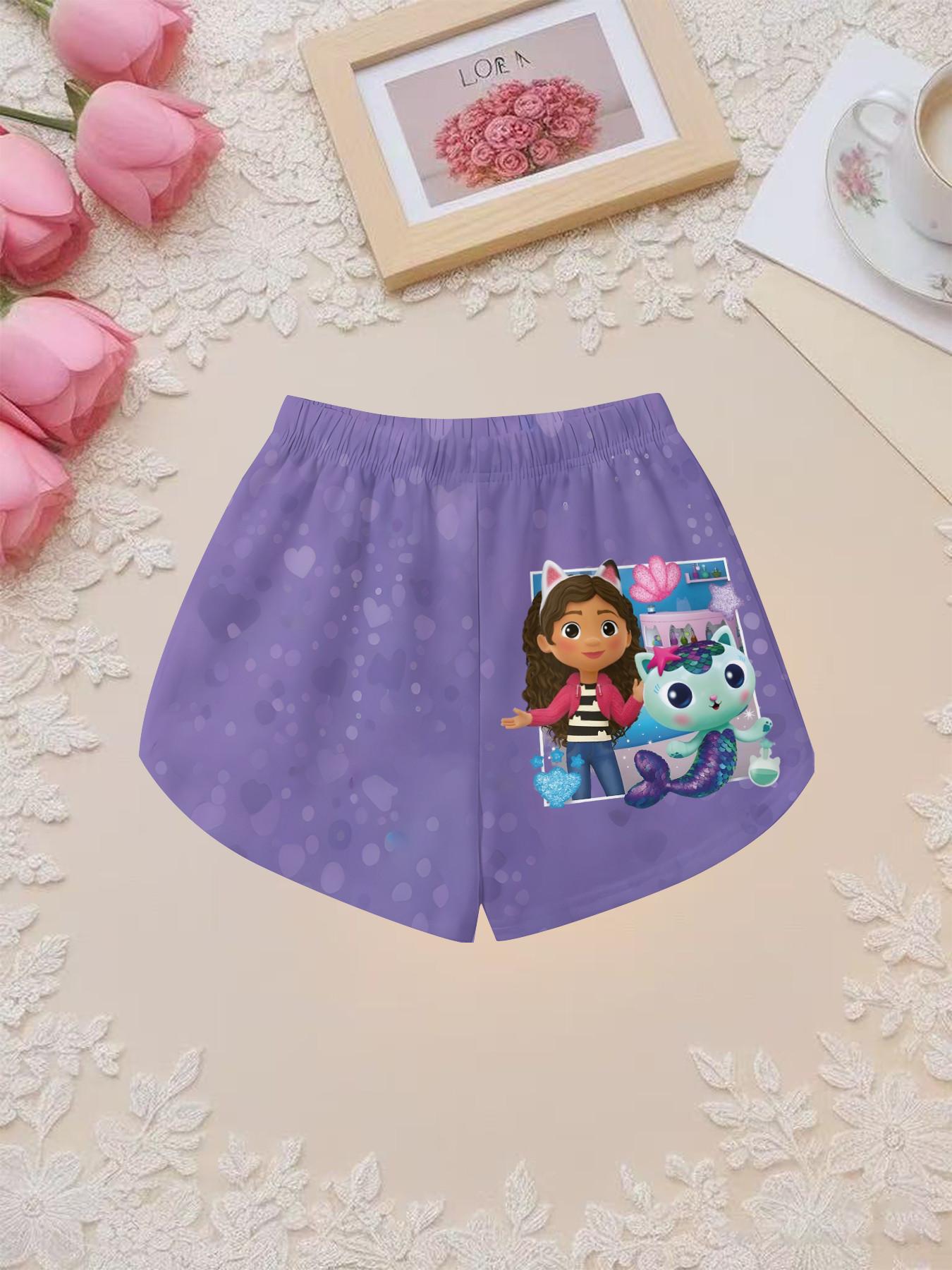 Girls' 3D Set, Polka Dot Barbie Doll Mermaid Cat Print, Outdoor Wear, Gift Idea, Cute and Trendy Fashion for Kids