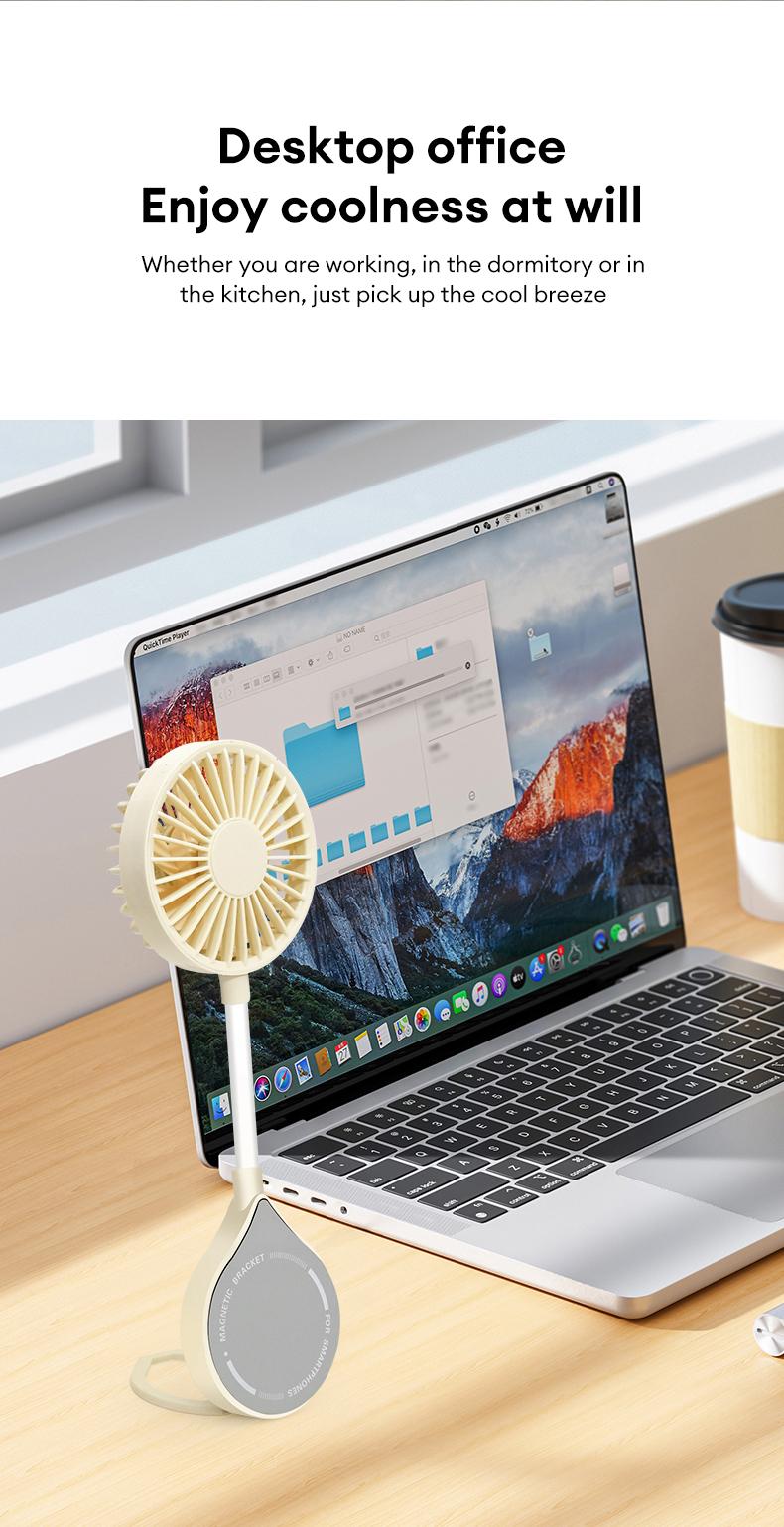 MGALL UF07 Magnetic Bracket Mini Fan – Lightweight & Portable, 360° Full-Area Air Supply, 3-Speed Instant Cooling, Adjustable Hose for Precise Airflow, Silent Operation, Handheld Air Conditioner for a Cool Summer