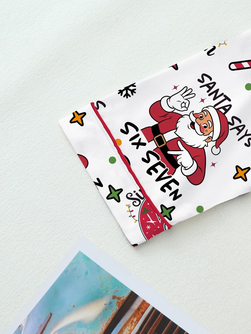 Women's 67 Six seven santa  Christmas Pajama Set, Fall & Winter Long Sleeve Loungewear, Elastic Waist Pants, Comfortable Cute Holiday, Christmas Gift