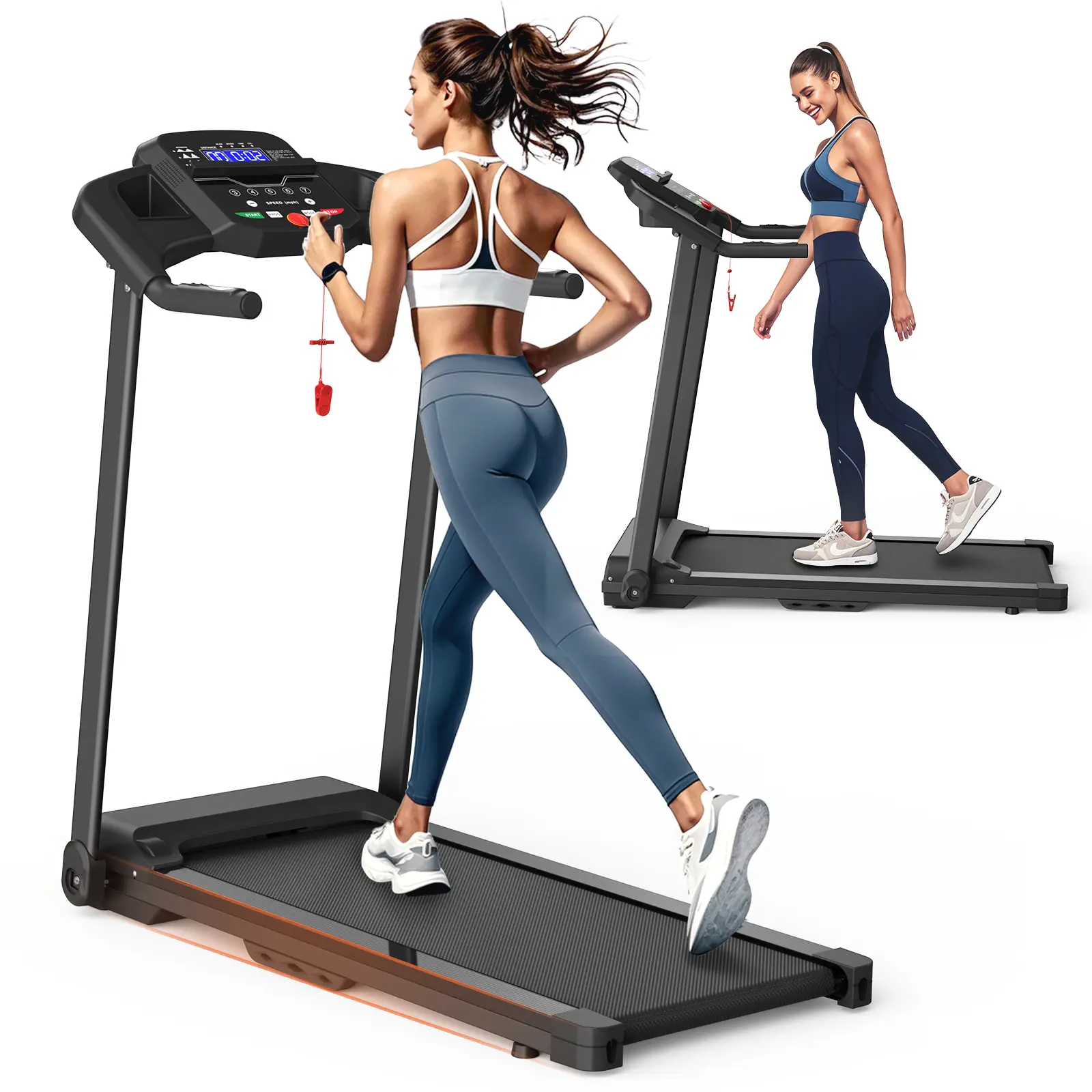 Nokaa Foldable Treadmill 2.5HP Electric Folding Running Walking Machine for Home Gym, 39.37" x 15.35" Running Belt, 265 lbs Capacity, Steel Frame, Space-Saving Design, Black Color Option