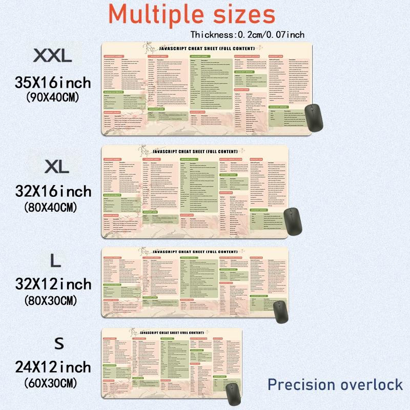 1pc Extra Large JavaScript Cheat Sheet Mouse Pad Practical Office Desk Pad, Computer Keyboard Mousepad with Non - Slip Rubber Base Durable Stitched Edge Perfect Gift for Home and Office Desk Accessories, Desk Gadgets