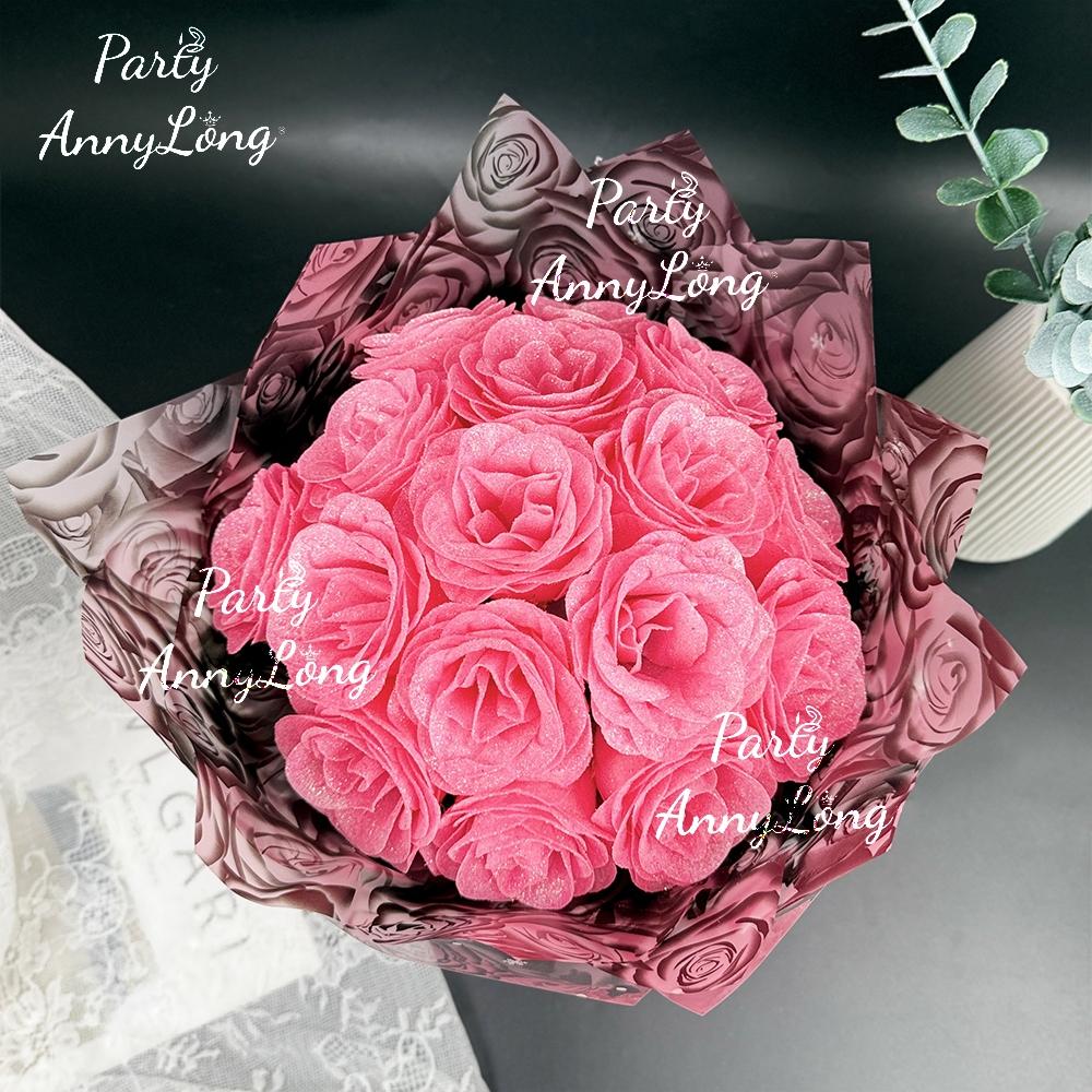 Sparkling Rose Bouquet, No Assembly Required, Valentine's Day Wedding Anniversary Engagement Eternal Artificial Roses, Birthday Gift, Vibrant Faux Flowers