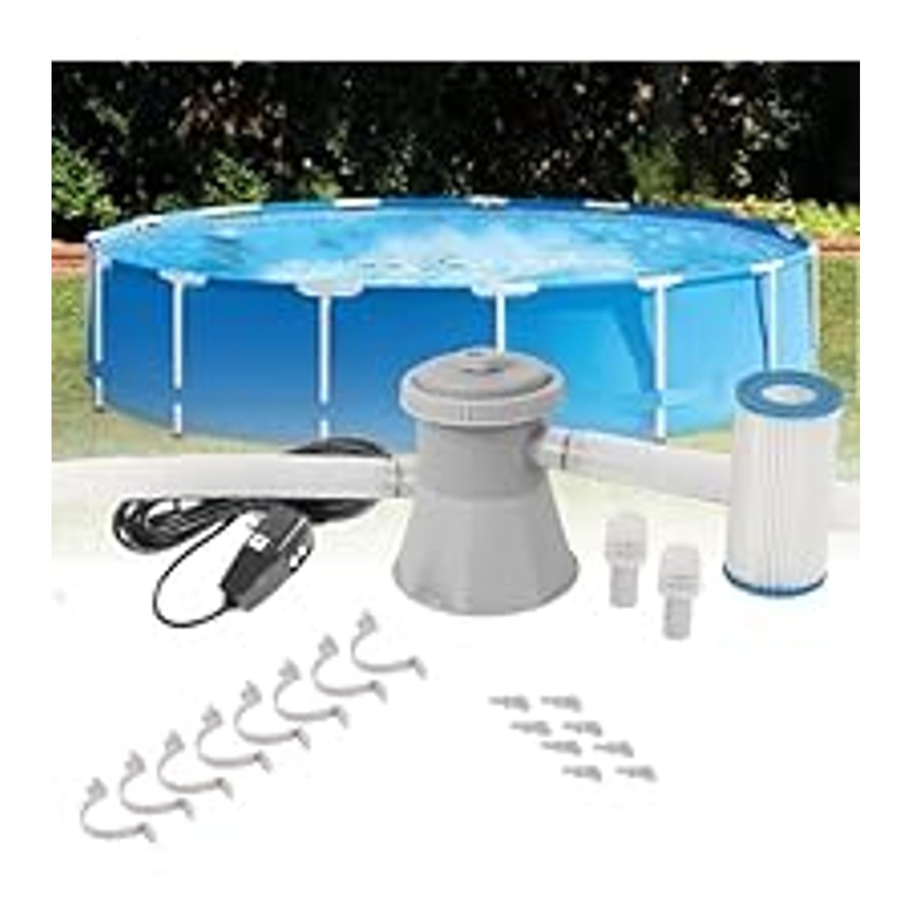 1000 GPH Pool Pumps, Above Ground Pool Filter Pump for Swimming Pools 1000 GPH Pumps Flow Rate All-in-One Above Ground Pools Filters Pump Accessories Uses Type A or C Filter Cartridge