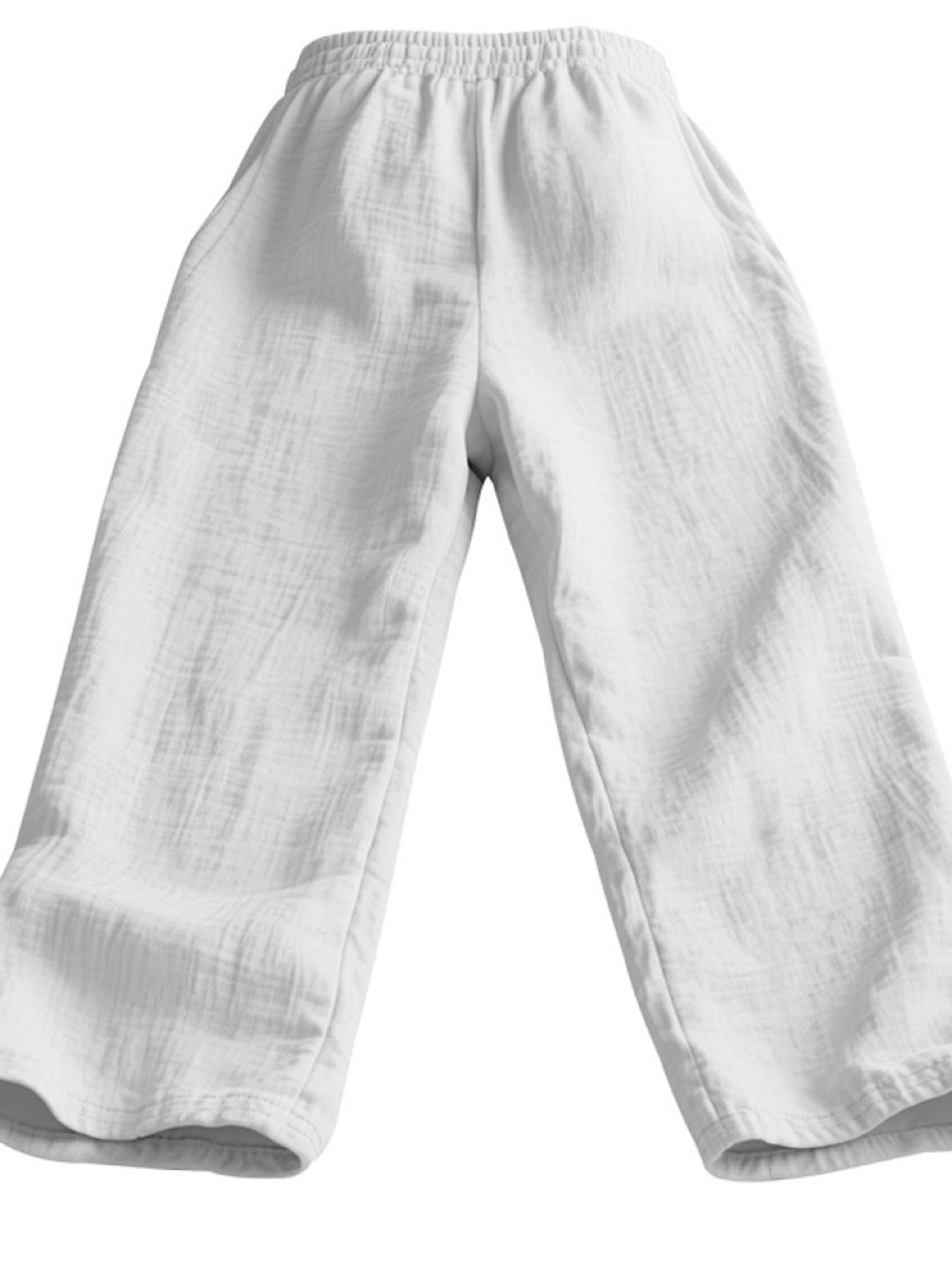 Men's Loose Fit Linen Long Pants, Casual Home Wear, Lightweight Luxury Sports Trousers, Fall New Arrival, American Style