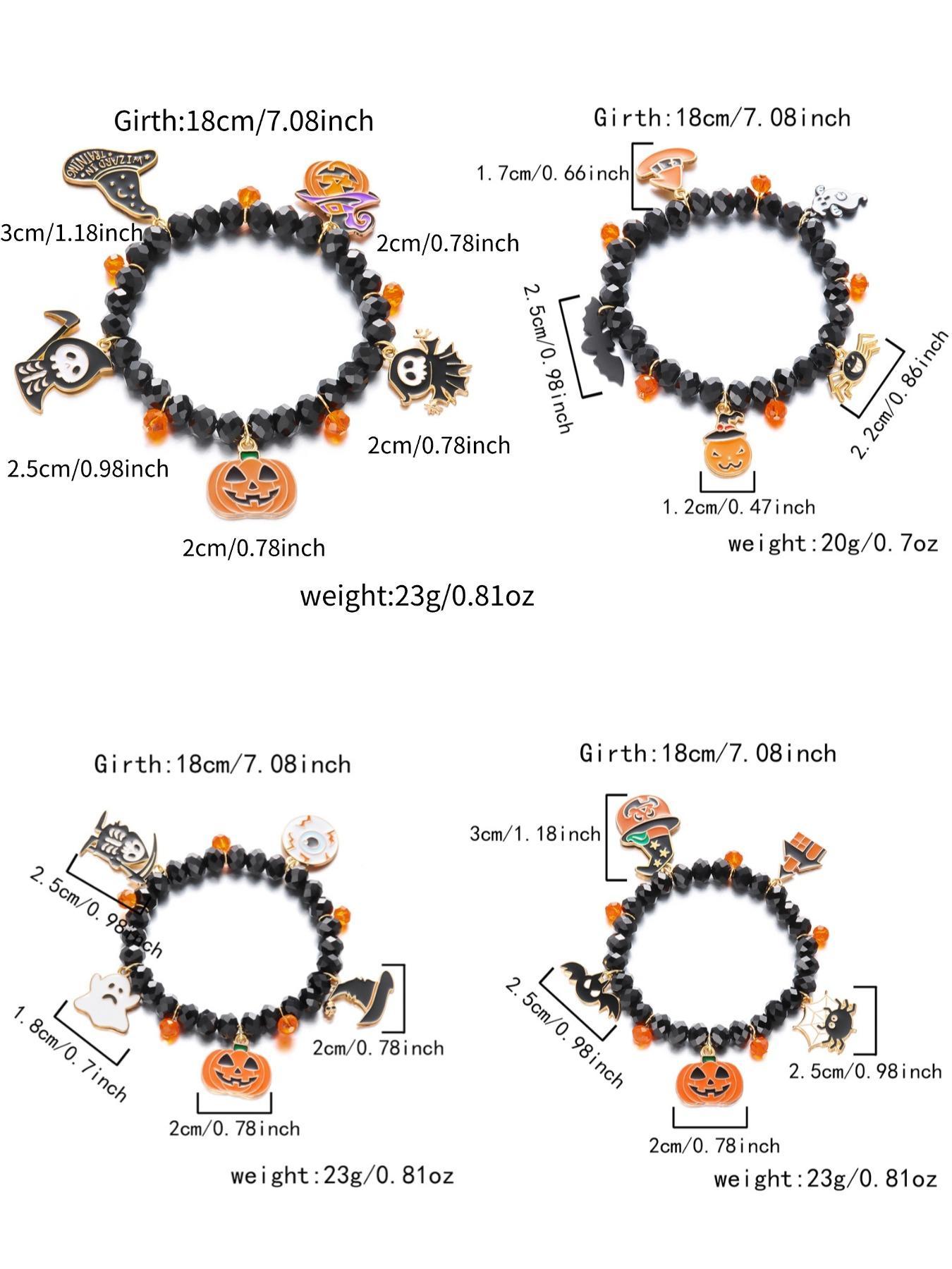 New Halloween Bracelet, European and American Style Beaded Wristband, Festival Pumpkin Ghost Pendant Bracelet, Perfect for Halloween Celebrations