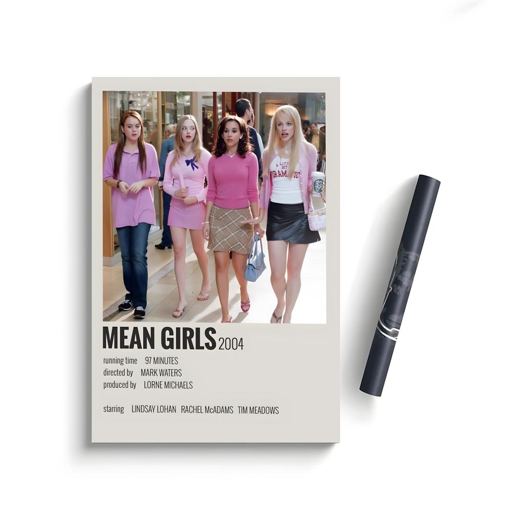 Mean Girls Movie Frameless DIY Sticky Poster Self-Adhesive Waterproof Art Sticker, Aesthetic Minimalist Wall Poster for Coffee Shop, Bar & Home Room Decor