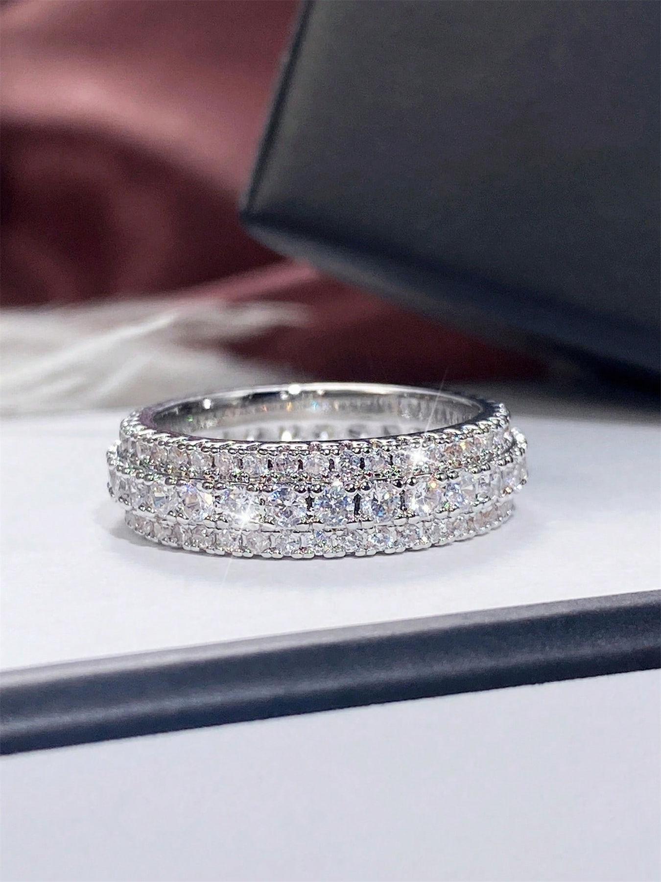 1 PC Simple Cubic Zirconia Ring For Women For Wedding Engagement Anniversary Party Jewelry Valentine's Day Gift