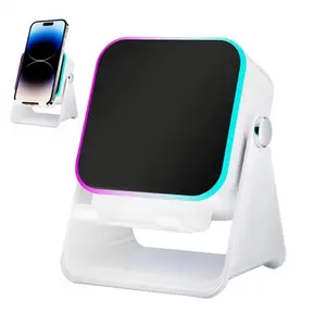 (upgrade)5 In 1 Auto-induction Wireless Induction Speaker 8 RGB Light Phone Stand Surround Sound Portable Bluetooth Phone Holder