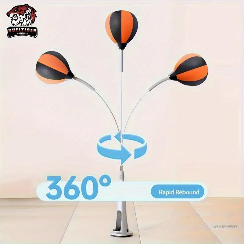 Adjustable punching reflex ball with suction cup base – Height-adjustable punching bag trainer, suitable for home gyms and fitness centers | Durable steel spring with fast rebound, ideal for hand-eye coordination and reaction training.