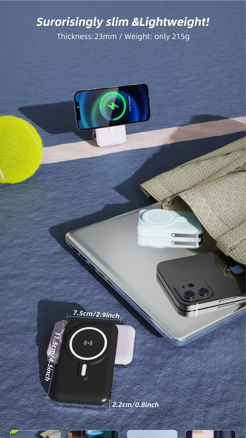 Magnetic Wireless Portable Charger, Foldable 10000mAh Battery Pack with USB-C Cable, Magsafe 15W PD Fast Charging Power Supply for iPhone 16/15/14/13/Pro/Mini/Pro Max. Easter, Birthday Gifts