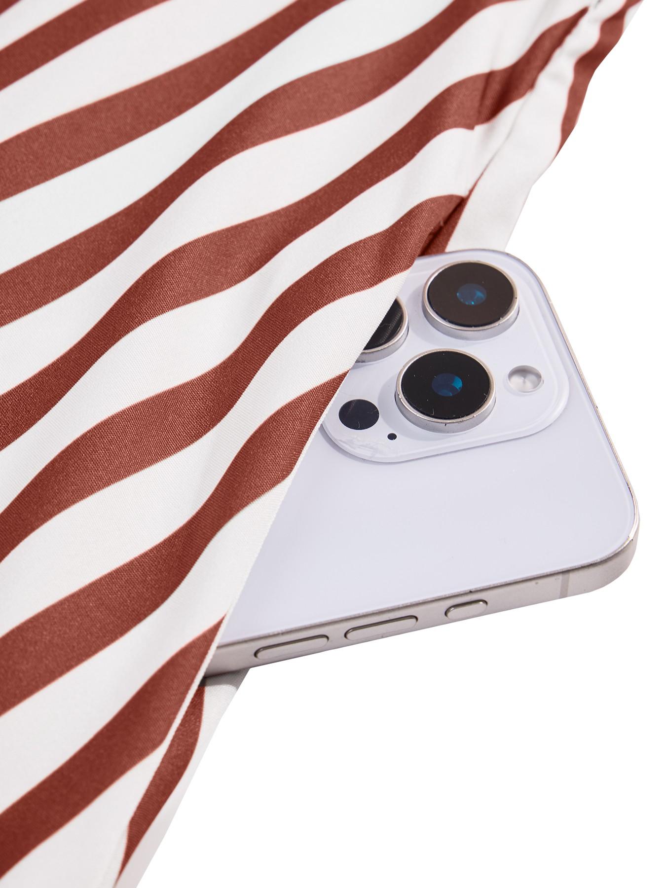 Summer Casual Elegant Striped Women's Plus Size Dress, Thin Strap off Shoulder Waist Cinching Pockets, Perfect for Vacation Beach Commuting, Casual Wear