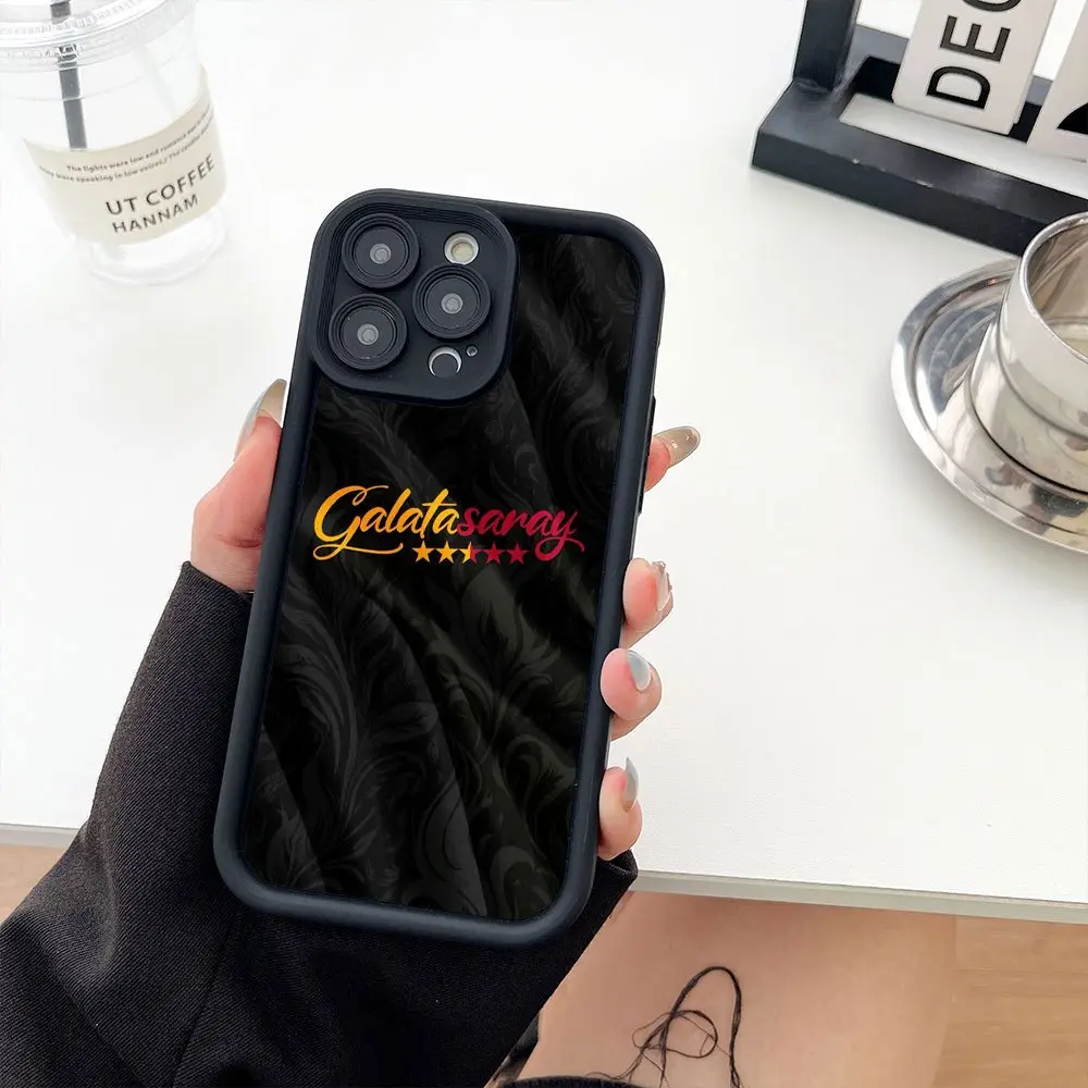 Phone Case: Black Background with "Galatasaray" Text Pattern, Hot-selling  Creative Cartoon Design, New "Celestial Eye Ladder" Phone Case, Fun, Unique, and Chic for iPhone 17 E Air 16 15 14 Pro Max Plus 13 12 Mini 11 X XS XR