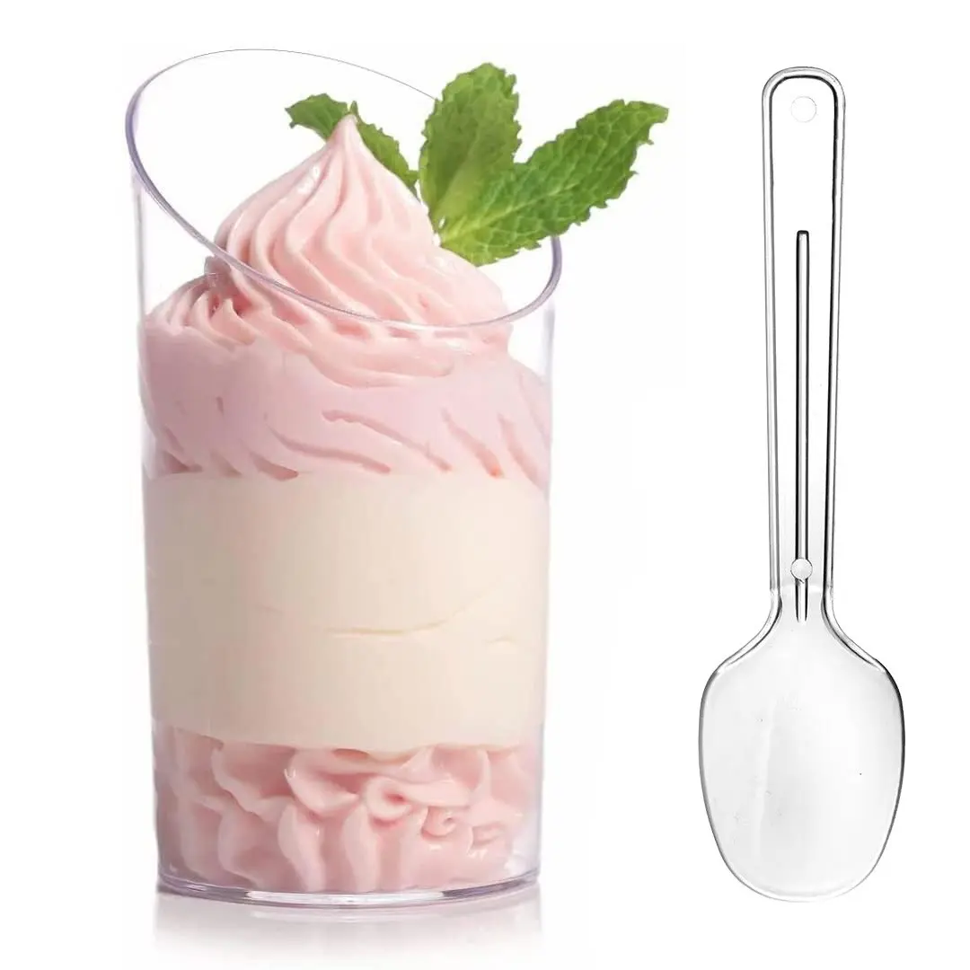 60/80pcs Disposable Dessert Cups, Mini Cake Pudding Cup, Reusable for Weddings, Birthdays, Parties, Ice Cream Sundaes