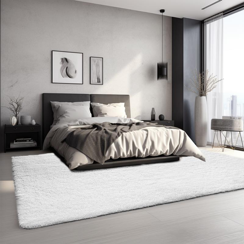 FAMVAL Large Size Plush Rugs Big Fluffy Area Rug Non-slip Soft Shaggy Carpet Mats for Livingroom Bedroom Nursery Home Decor White Christmas gifts