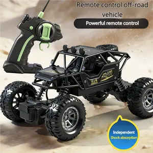 RC Off Road Car Alloy Body Remote Control Monster Truck With Elastic Shock Absorbers Rubber Tires All Terrain Waterproof RC Crawler For Sand Grass And Mountain Roads