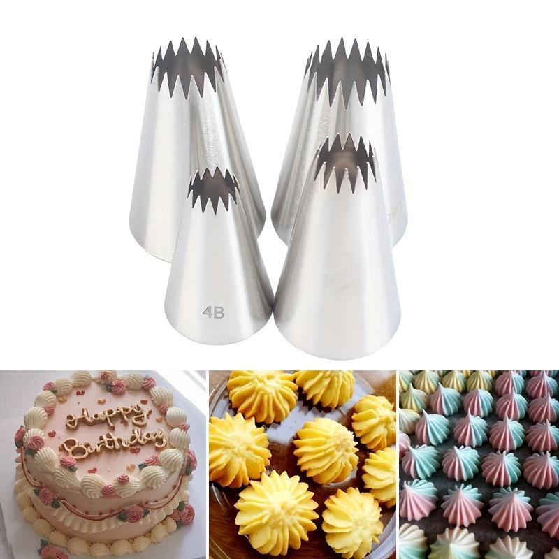 4pcs Large Cake Decorating Piping Tips for Cupcakes and Baking, Stainless Steel Icing Piping Nozzle Cake Decorating Pastry Tips Tool