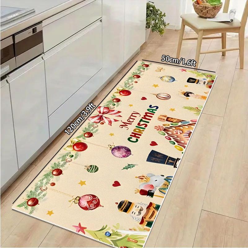 Christmas Kitchen Rug, Nutcracker Kitchen Mat, Farmhouse Kitchen Decor, Non-Slip Carpet, Holiday Gift, Farmhouse Kitchen Rugs, Suitable for Entryway Bathroom Bedroom Balcony Hallway Laundry Room