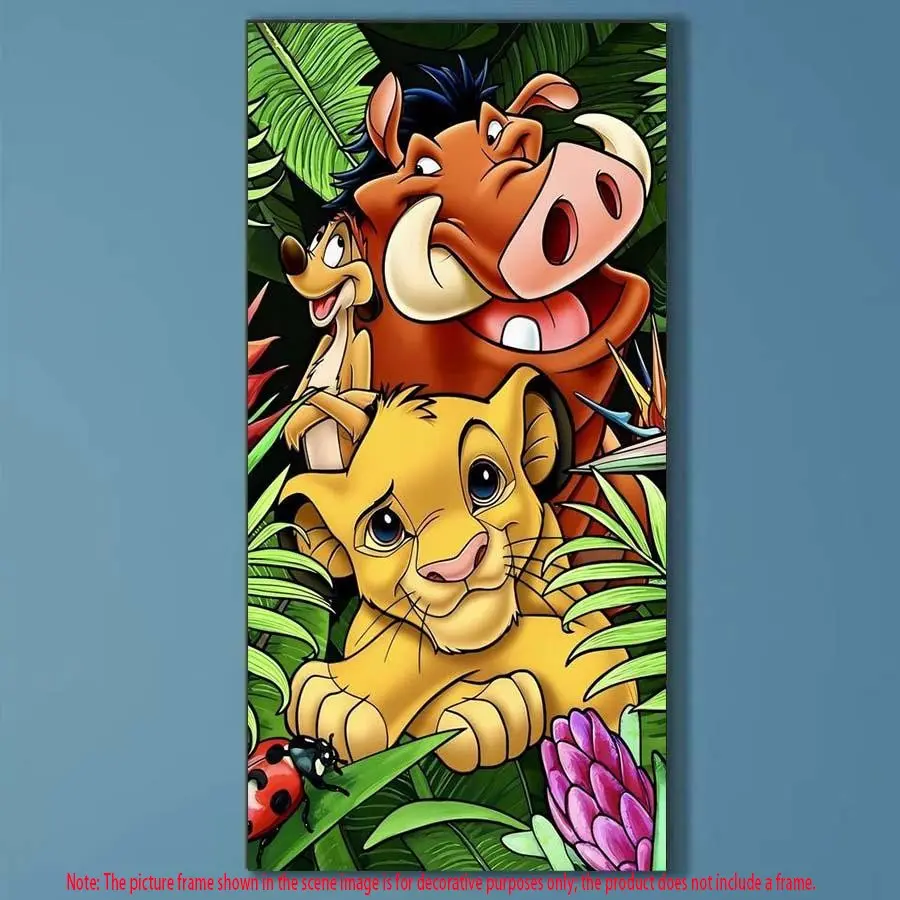 5D DIY Full Drill Round Diamond Painting - Diamond Art Painting Kit Lion King Character Mosaic, Canvas - DIY Decorative Painting, Home Wall Decor, Handicraft, Perfect for Halloween and Christmas, Birthday and Anniversary Gifts, Diamond Painting Kits