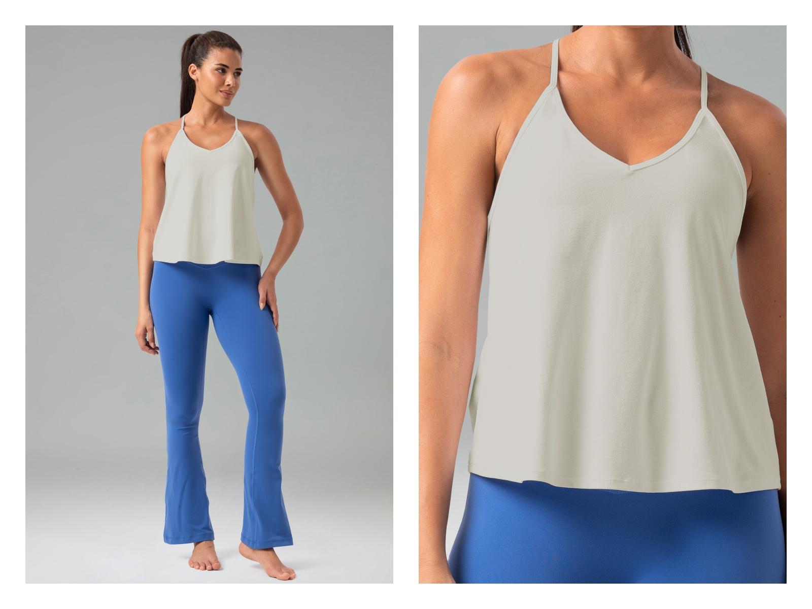 Colorfulkoala Women's V-Neck Backless Tank Top Loose Fit with Back Twist Sorona Eco Fabric Activewear Casual Look