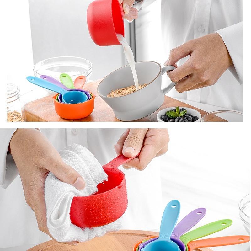 10 Piece Stackable Measuring Spoons Set, Plastic Measuring Cups, Kitchen Measuring Utensils, Precision Dry & Liquid Measurement, Essential Kitchen Tools for Baking and Cooking