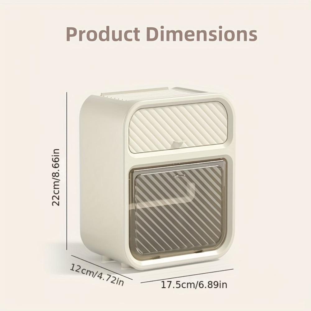 Bathroom Shelf with Drawers, Toilet Tissue Box — Suitable for Both Roll Paper and Facial Tissue. Punch-free Wall-mounted Roll & Facial Tissue Holder, Can Hold Mobile Phones, with Lid, Also for Sanitary Napkin Storage.