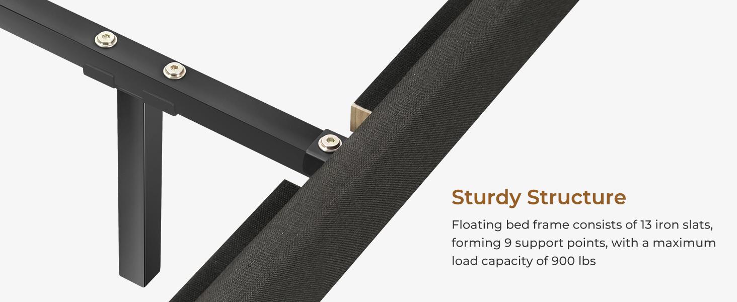 Floating Bed Frame Twin/Full/Queen Size with RGB LED Lights and Type-C&USB Ports, Linen Upholstered Platform Bed with Wood Slats Support, No Box Spring Needed,Noise-Free,Easy Assembly,Dark Gray