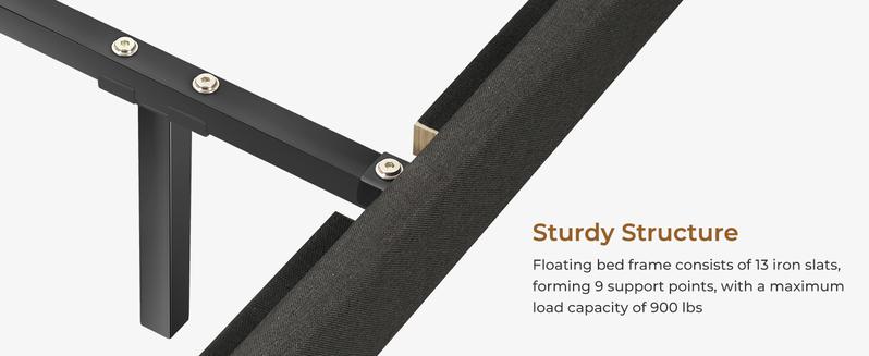 Floating Bed Frame Twin/Full/Queen Size with RGB LED Lights and Type-C&USB Ports, Linen Upholstered Platform Bed with Wood Slats Support, No Box Spring Needed,Noise-Free,Easy Assembly,Dark Gray