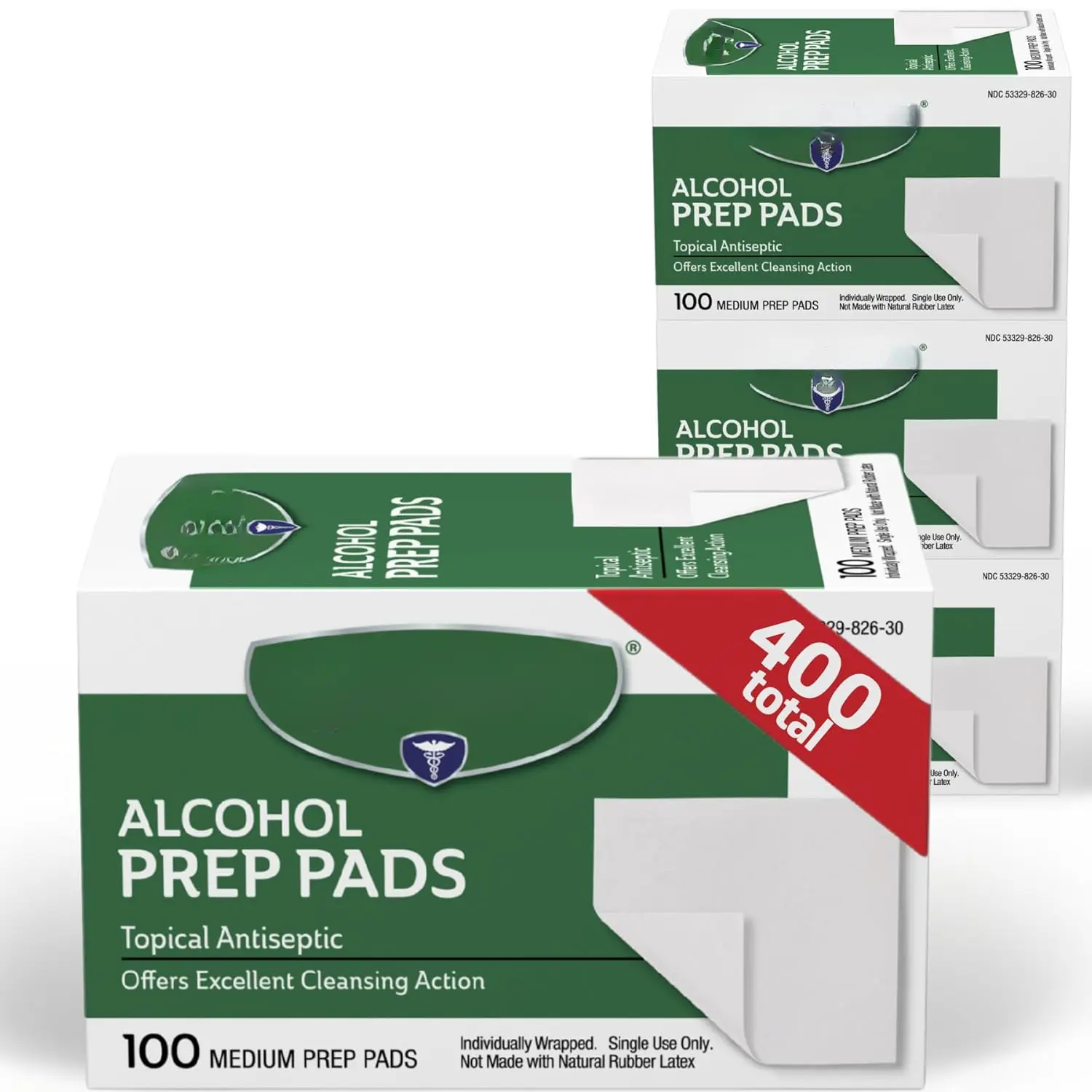 Alcohol Prep Pads, Medium Isopropyl Alcohol Wipes Individually Wrapped, 400 Count