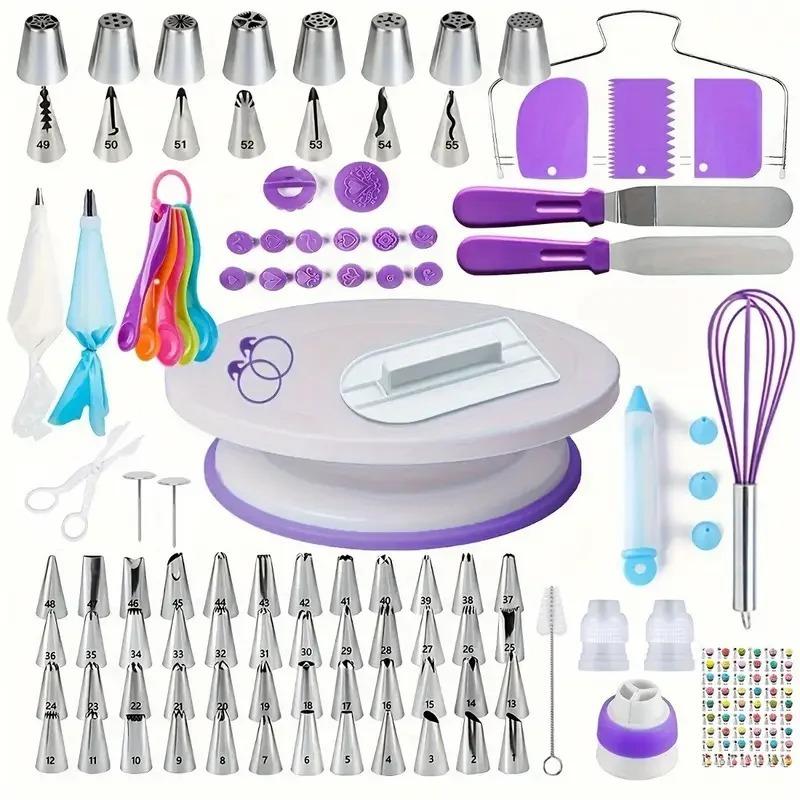 137-Piece Ultimate Cake Decorating Kit with Turntable, Stainless Steel Piping Tips, Cupcake & Baking Tools for Creative Desserts