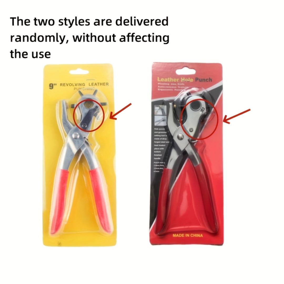 Rotary Punching Tool, Carbon Steel Leather Punching Pliers with Rotatable Head, Multi Size Punching Machine for Belt, Watch Strap, Eyelets, DIY Tools, Hand Tools