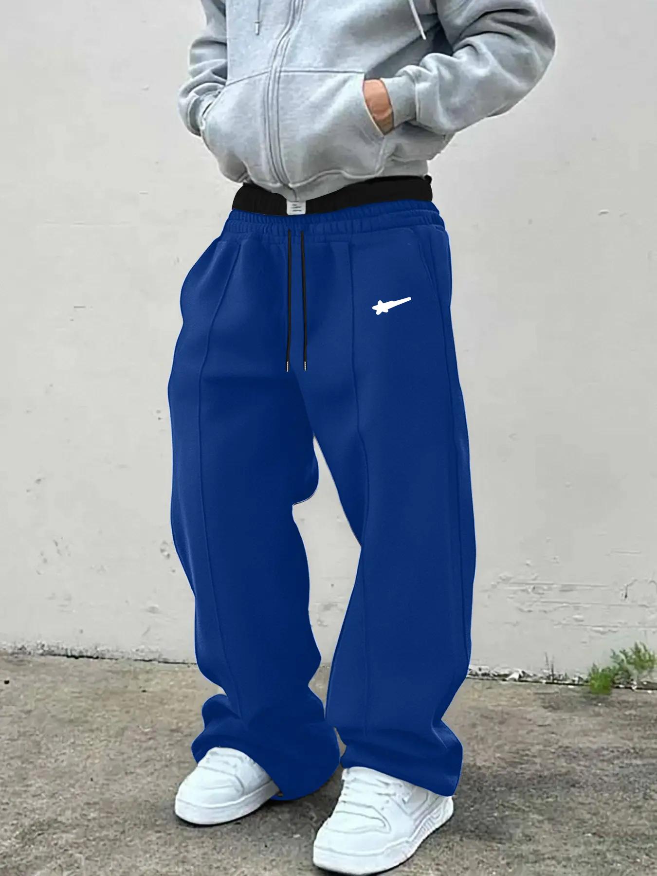Men's Solid Color Drawstring Waist Sweatpants, Loose Casual Comfy Jogger Pants for Daily Wear, Woven Bottoms for Summer