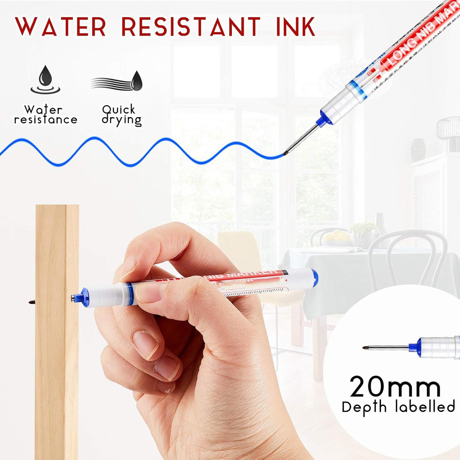 5Counts Deep Drill Hole Long Nib Marker,20mm Tip Deep Hole Pen,Quick-Dry Waterproof Marker Pen,Woodworking Marker Pen,Marking Pen for Wood,Wall,Plastic,Cardboard Construction Site Pen,MirrorZone. 5Counts Deep Drill Hole Long Nib Marker,20mm Tip Deep Hole Pen,Quick-Dry Waterproof Marker Pen,Woodworking Marker Pen,Marking Pen for Wood,Wall,Plastic,Cardboard Construction Site Pen,MirrorZone.