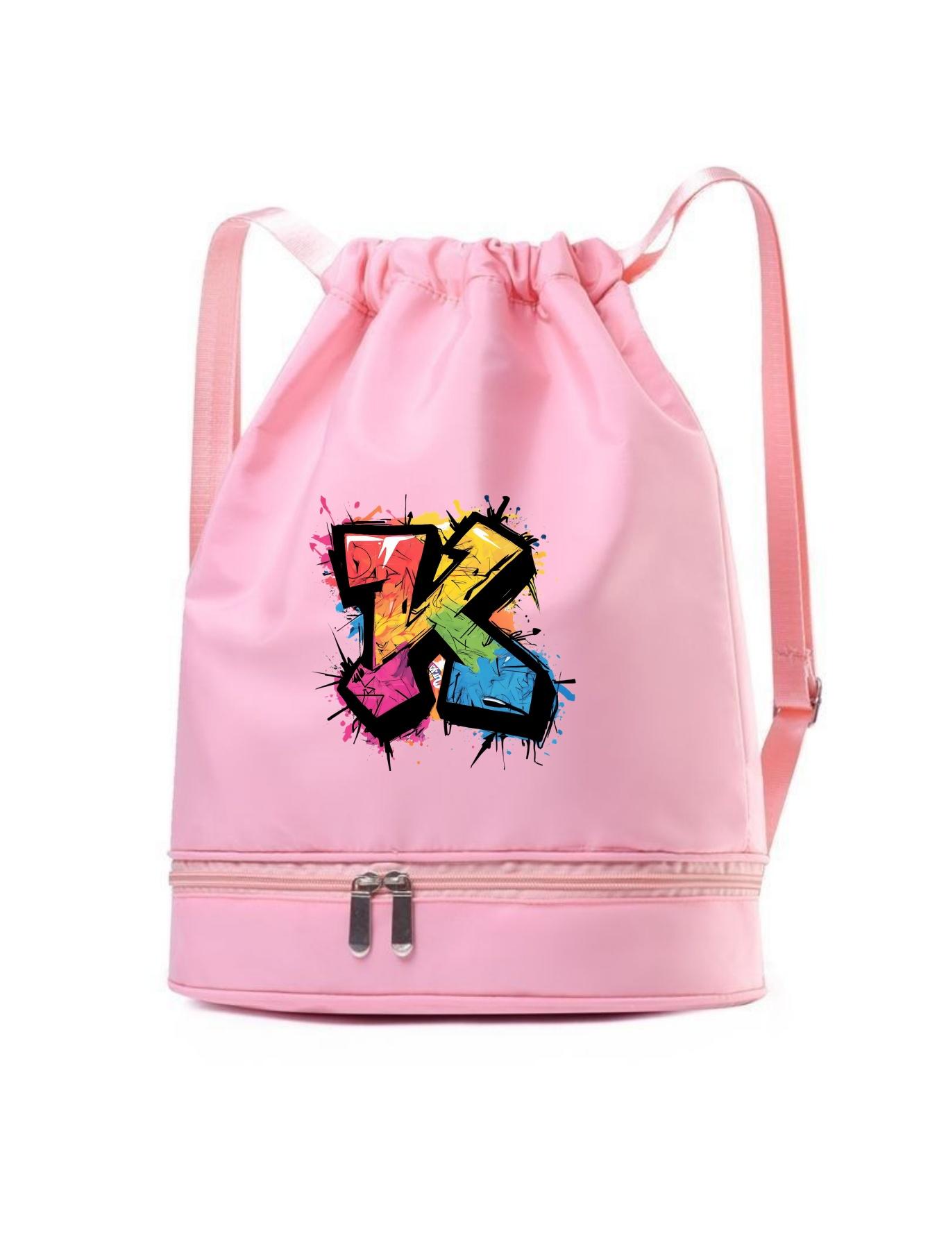 Street Graffiti Style Letter K Print Backpack, Adjustable Shoulder Straps, Detachable Shoe Compartment, Multiple Colors Available