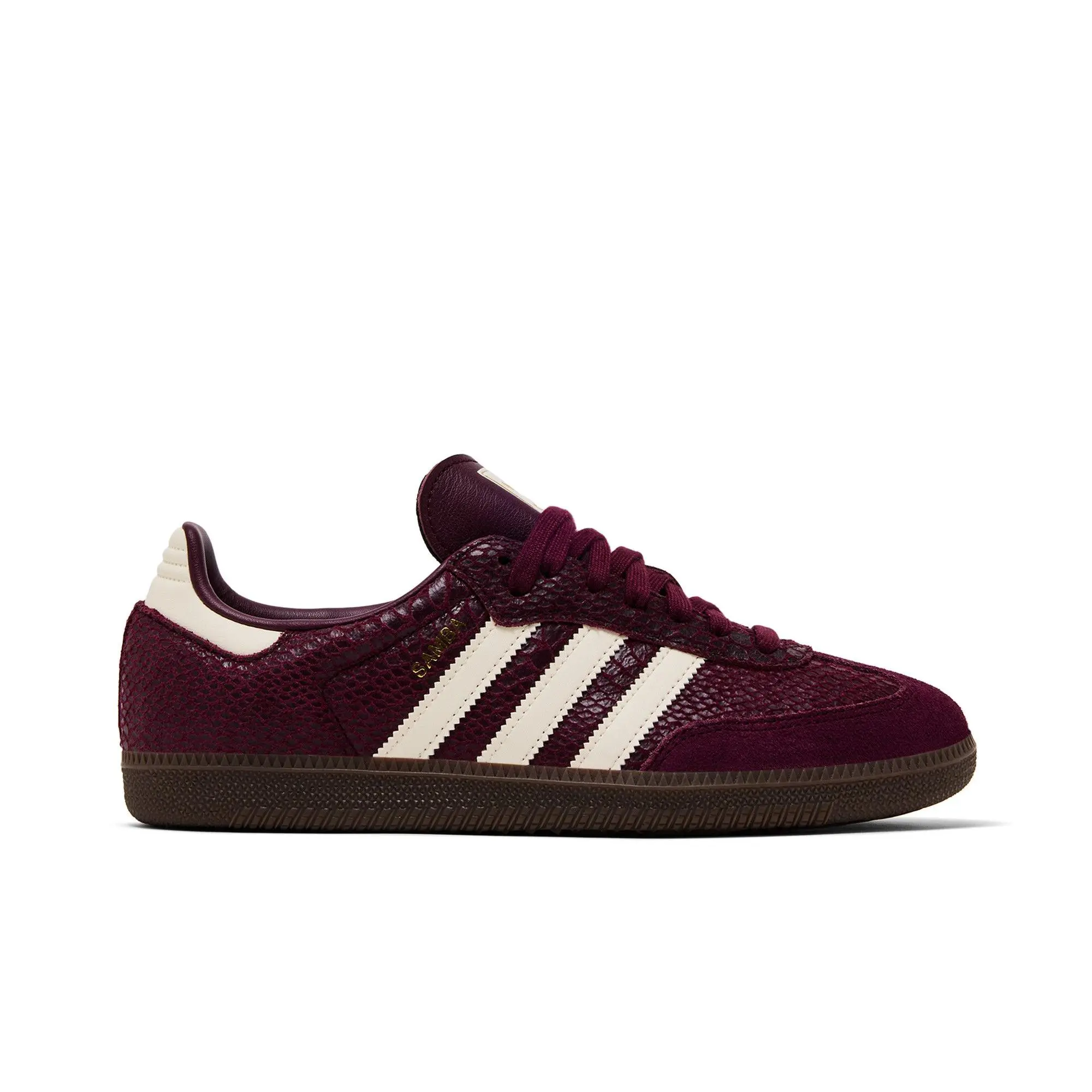 adidas Women's Samba OG Training Sneakers - Maroon/Cream White/Gold Metallic (IH3979), Round Toe, Lace-Up, Leather Upper, Retro Look, Women's Sizes
