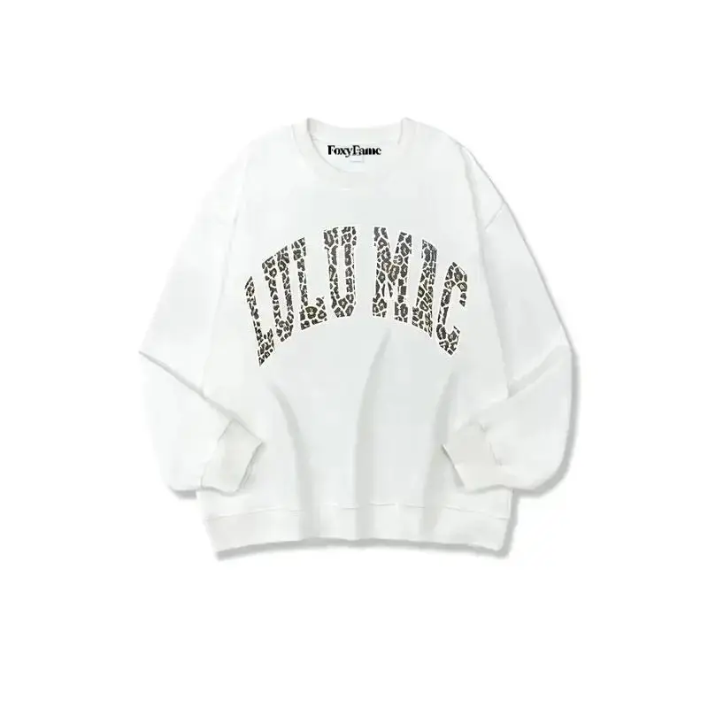 FoxyFame  Letter Print Crewneck Sweatshirt for Women, Loose Fit Long Sleeve Casual Pullover, Fall Winter Daily Wear Tops