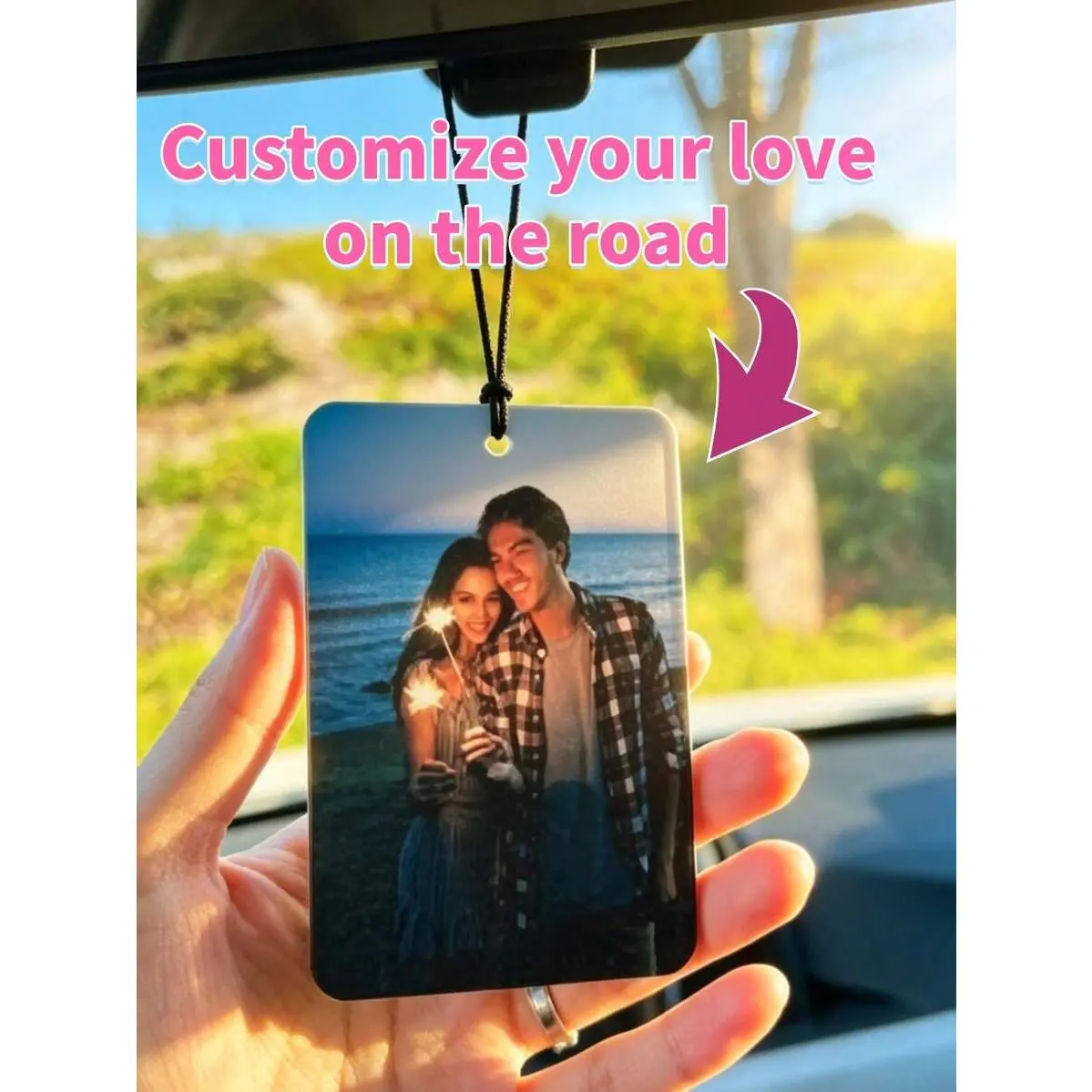 Customized photo air freshener, dual-use for car interior decoration and backpack accessories| Gift for parents/friends/bridesmaids| Supports image and text customization| Car decoration/couple souvenirs, multiple fragrances