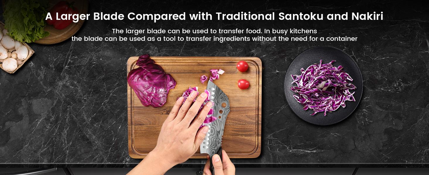 【TikTokShopSpringGlowUp】 SYOKAMI3-in-1 Kitchen Knife with Herb Stripper, 7" Asian Knife Combined with Chef Knife, Santoku, Nakiri, Ideal for All-Around Food Preparation—Slicing, Chopping, Dicing, Mincing, Christmas, Mother's Day Gifts