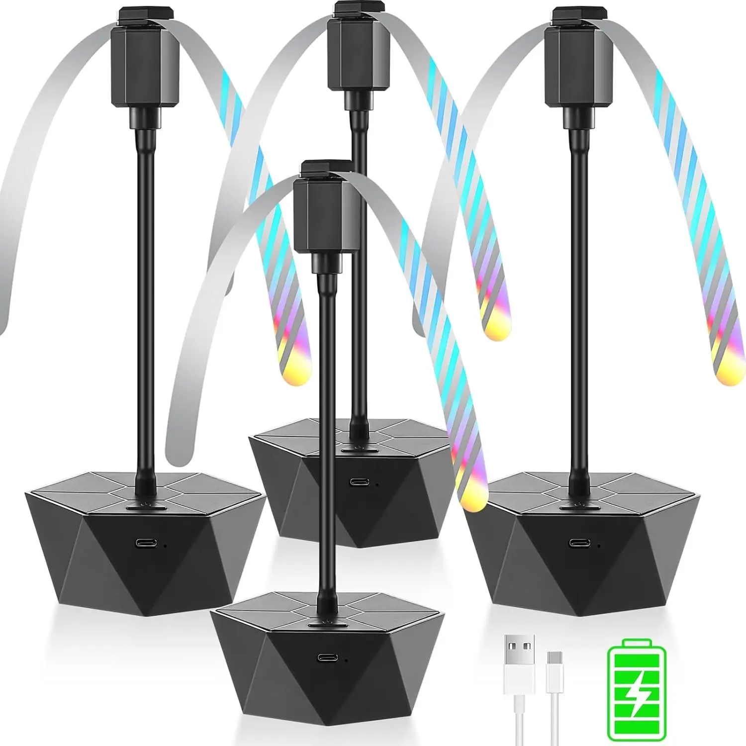 Fly Fans for Tables Rechargeable, Table Top Fly Spinner to Keep Flies Away from Food, Portable Fly Repellent Fan with Soft Stop Blades for Outdoor, Picnic, Patio & BBQ (Black, 4Pack)
