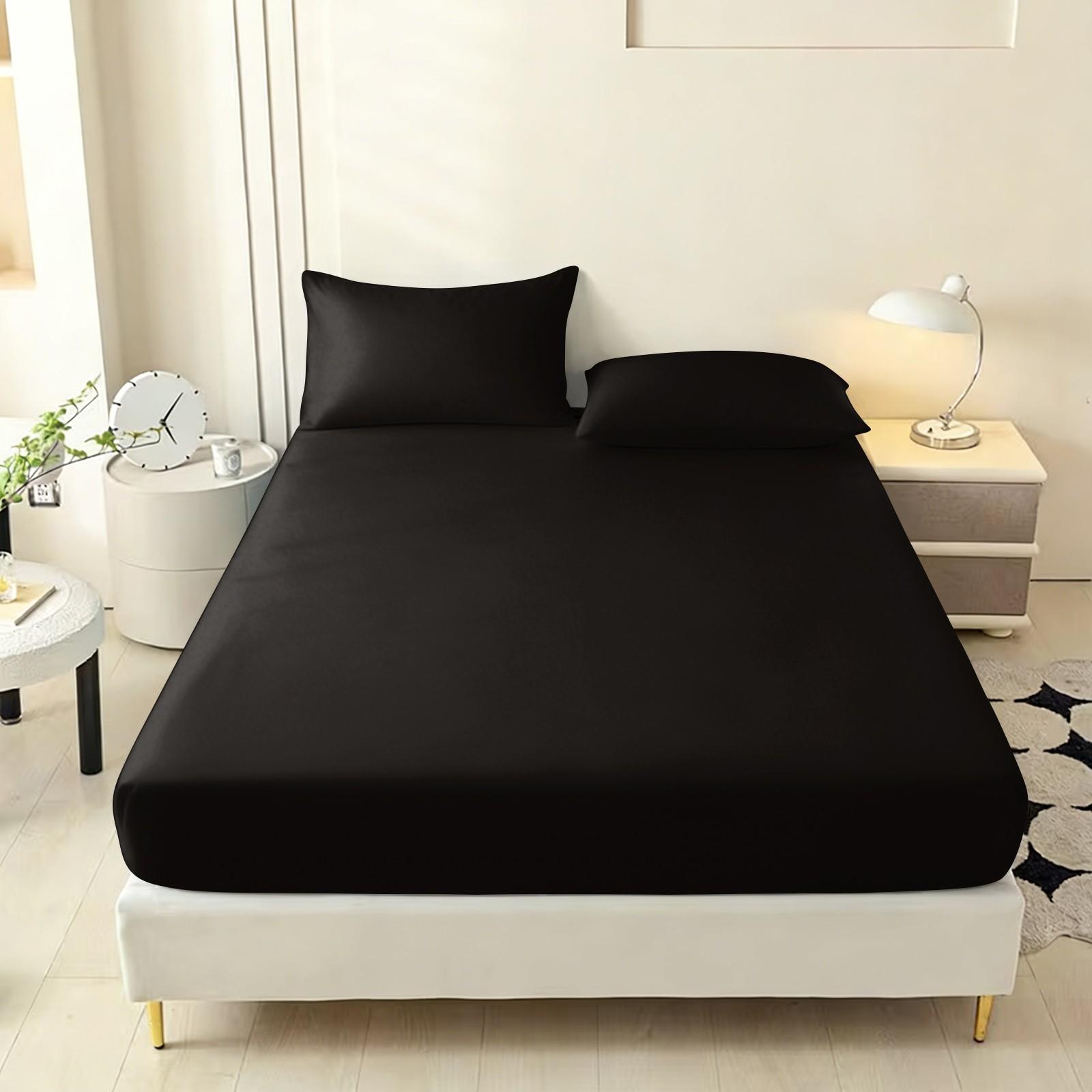 3pcs Simple Style Bedding Set, Bed Sheet Sets, Includes 1 Fitted Sheet and 2 Pillowcases, Soft Polyester Fiber, Suitable for Home Bedroom and Guest Room