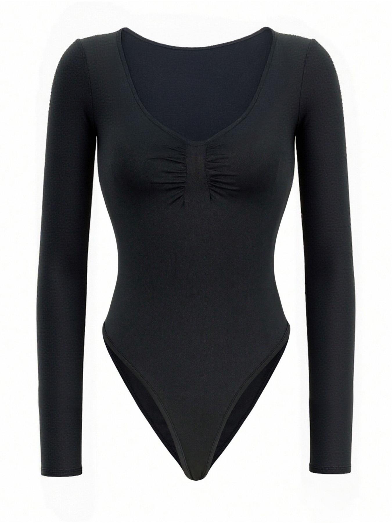 Women's Spring & Fall One-Piece Bodysuit, Long Sleeve Slimming Underwear, Casual Bottoms for Daily Wear, Comfortable Fit, Fashion